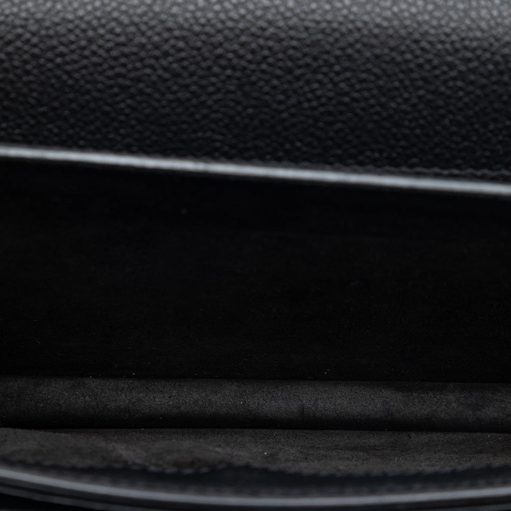 Second hand Saint Laurent Sunset Grained Calfskin Leather Flap Crossbody Black - Tabita Bags
