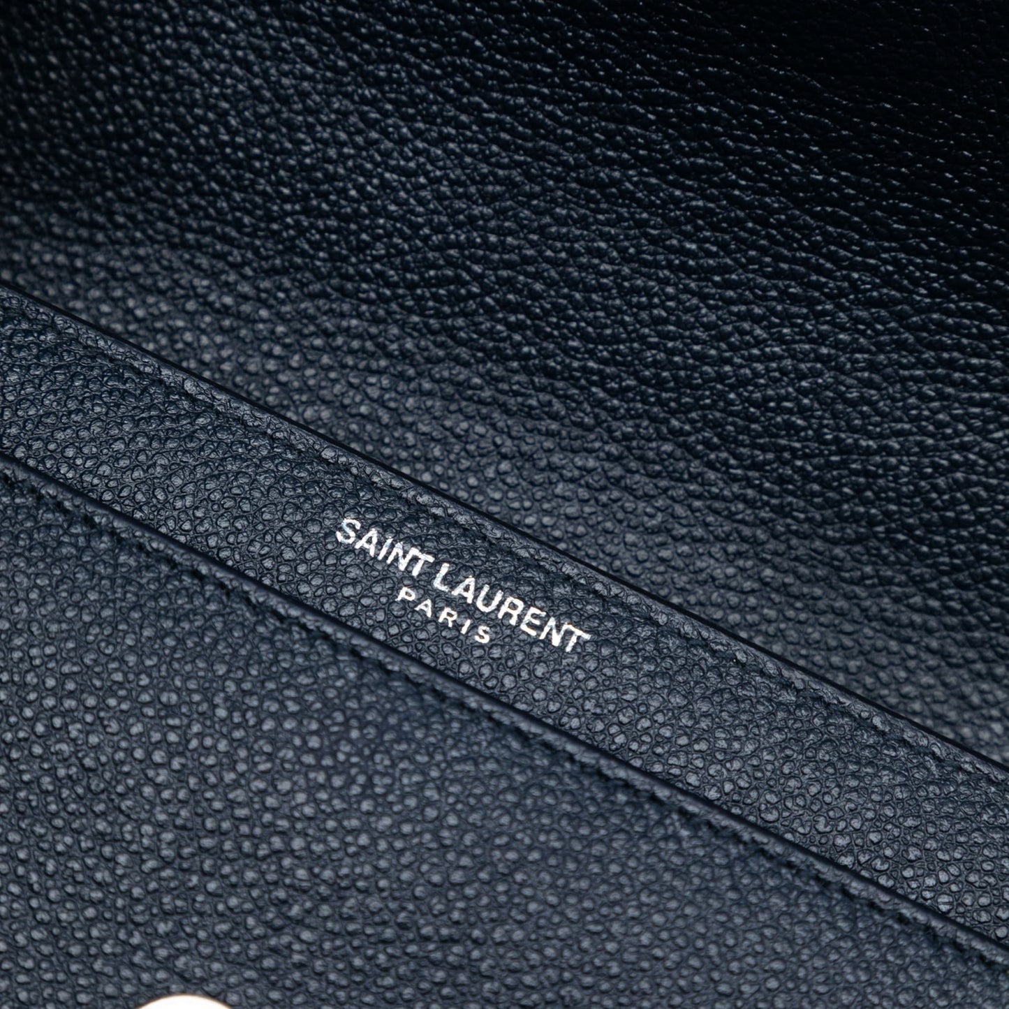 Second hand Saint Laurent Sunset Grained Calfskin Leather Flap Crossbody Blue - Tabita Bags