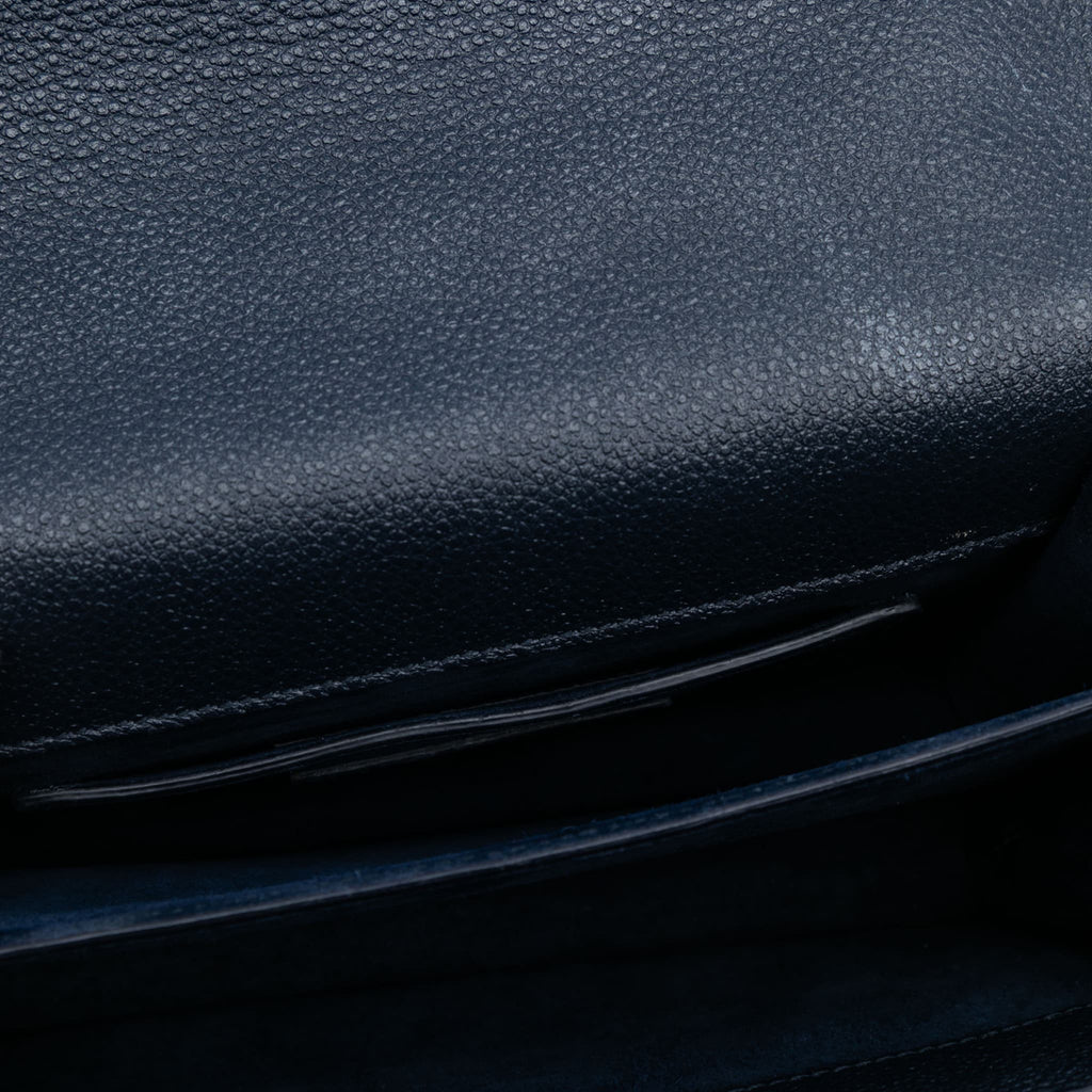 Second hand Saint Laurent Sunset Grained Calfskin Leather Flap Crossbody Blue - Tabita Bags