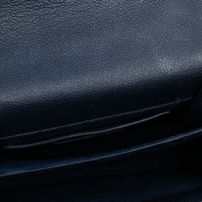 Second hand Saint Laurent Sunset Grained Calfskin Leather Flap Crossbody Blue - Tabita Bags