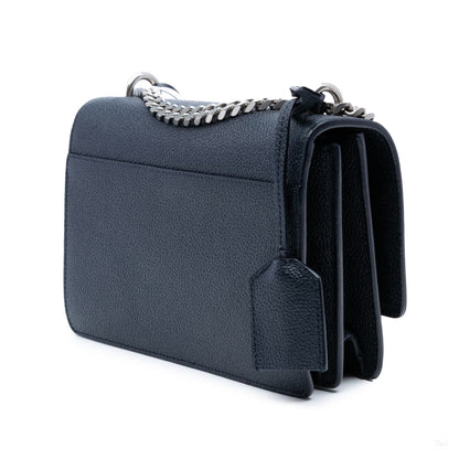 Second hand Saint Laurent Sunset Grained Calfskin Leather Flap Crossbody Blue - Tabita Bags