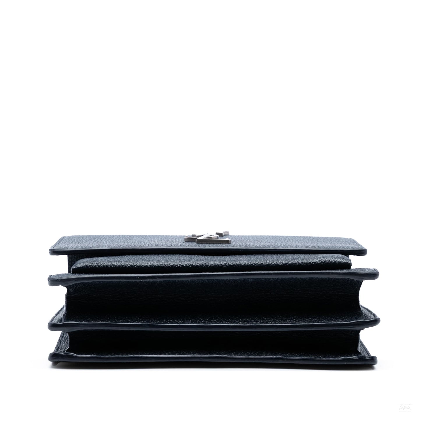 Second hand Saint Laurent Sunset Grained Calfskin Leather Flap Crossbody Blue - Tabita Bags