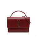 Second hand Saint Laurent Sunset Large Calfskin Top-handle Handbag Red - Tabita Bags