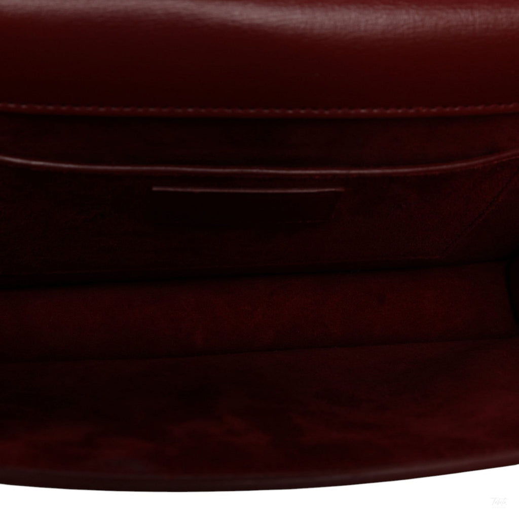Second hand Saint Laurent Sunset Large Calfskin Top-handle Handbag Red - Tabita Bags