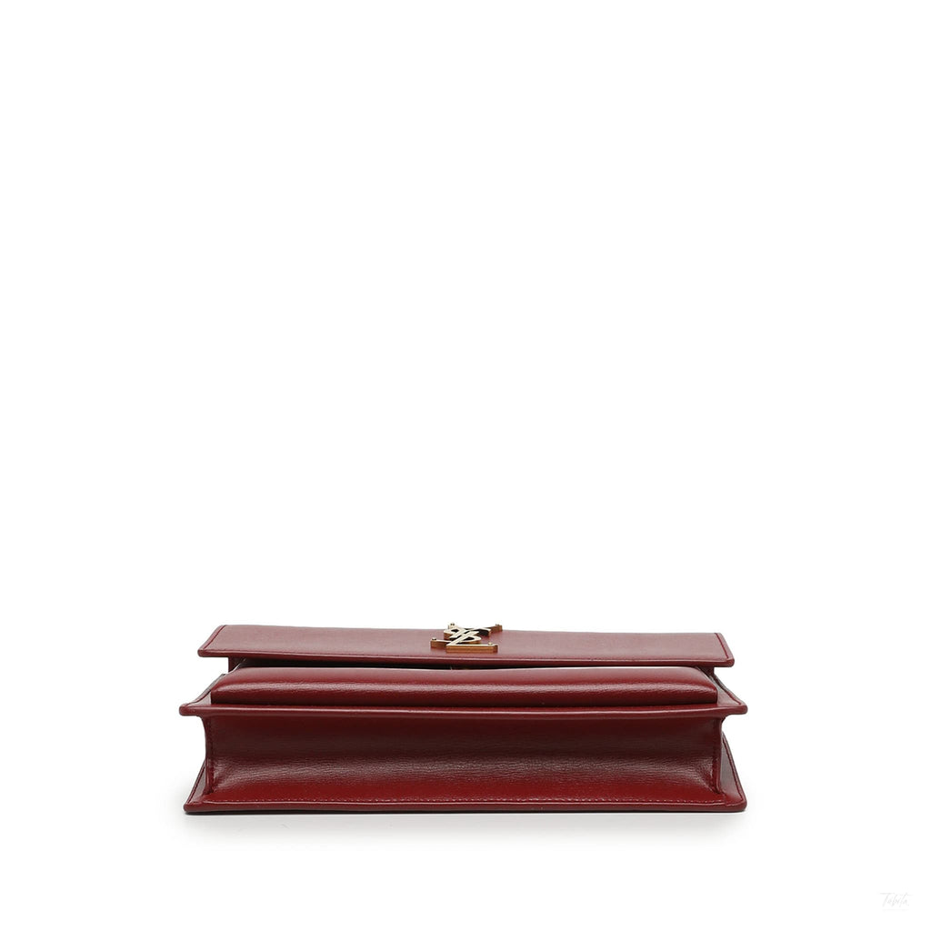 Second hand Saint Laurent Sunset Large Calfskin Top-handle Handbag Red - Tabita Bags