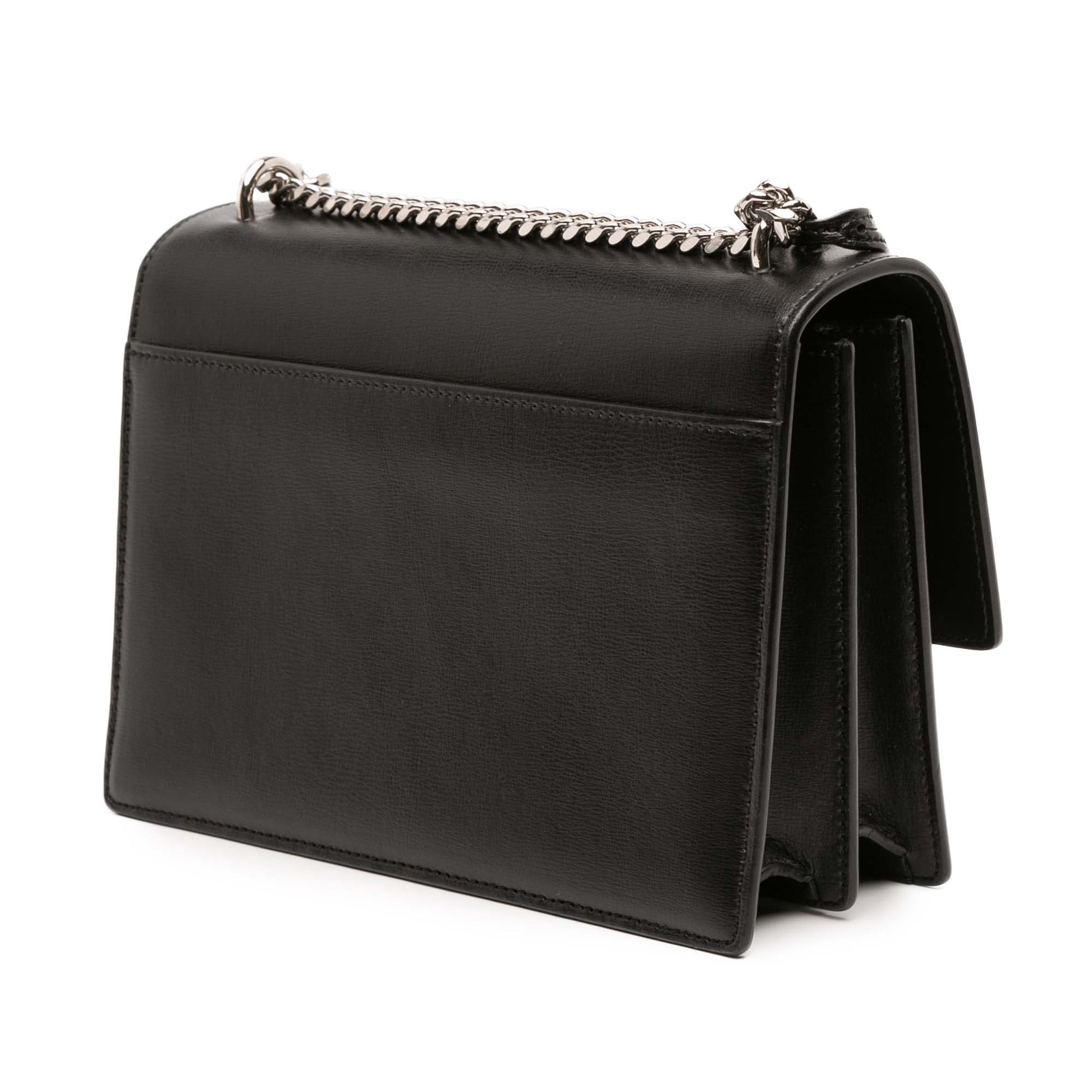 Second hand Saint Laurent Sunset Leather Flap Crossbody Black - Tabita Bags