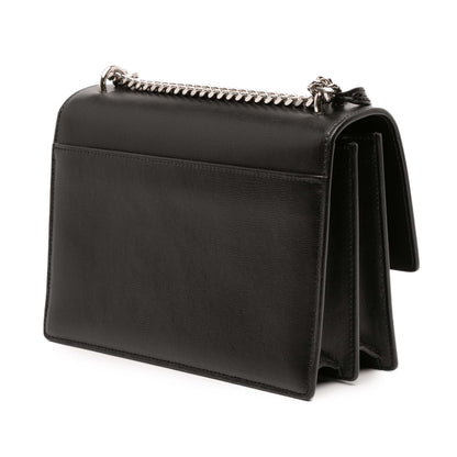 Second hand Saint Laurent Sunset Leather Flap Crossbody Black - Tabita Bags