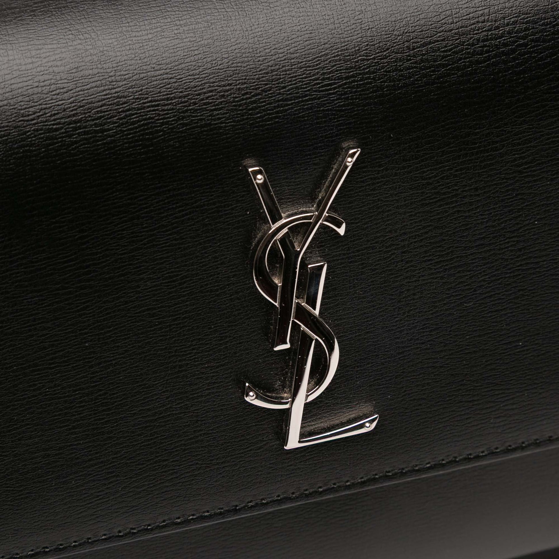 Second hand Saint Laurent Sunset Leather Flap Crossbody Black - Tabita Bags