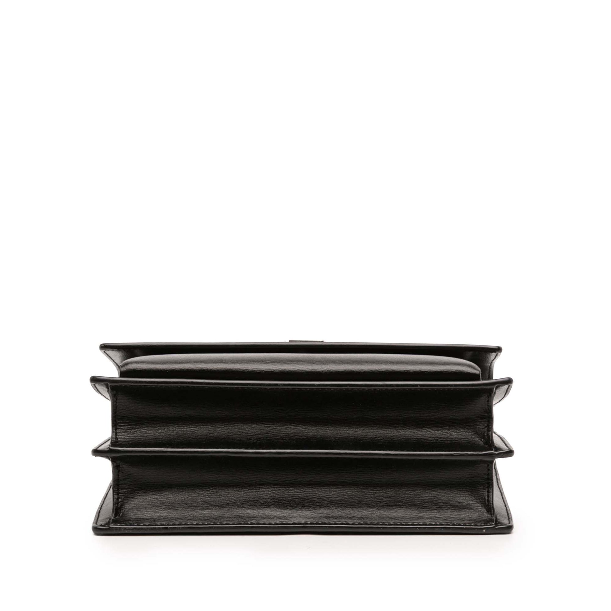 Second hand Saint Laurent Sunset Leather Flap Crossbody Black - Tabita Bags