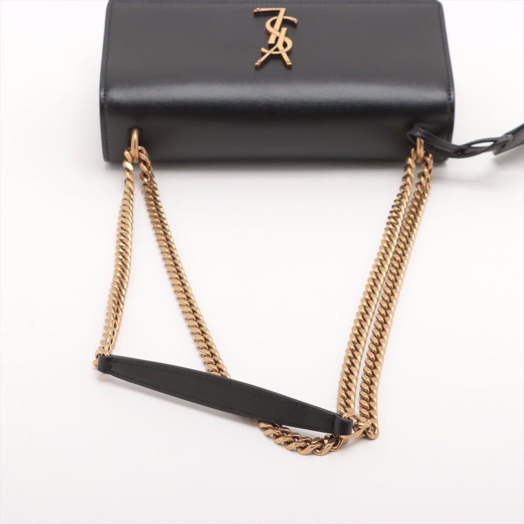 Second hand Saint Laurent Sunset Leather Flap Crossbody Black - Tabita Bags