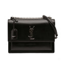 Second hand Saint Laurent Sunset Leather Flap Crossbody Black - Tabita Bags