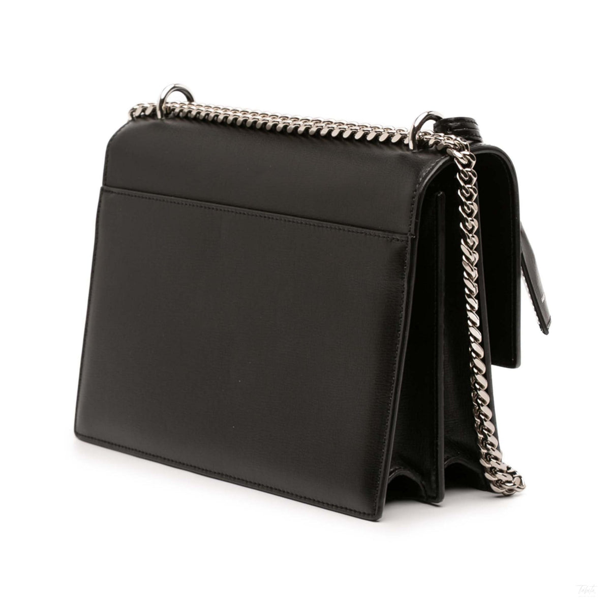 Second hand Saint Laurent Sunset Leather Flap Crossbody Black - Tabita Bags