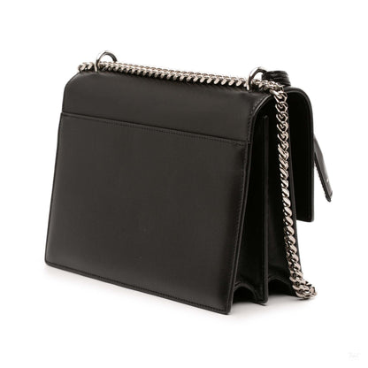 Second hand Saint Laurent Sunset Leather Flap Crossbody Black - Tabita Bags