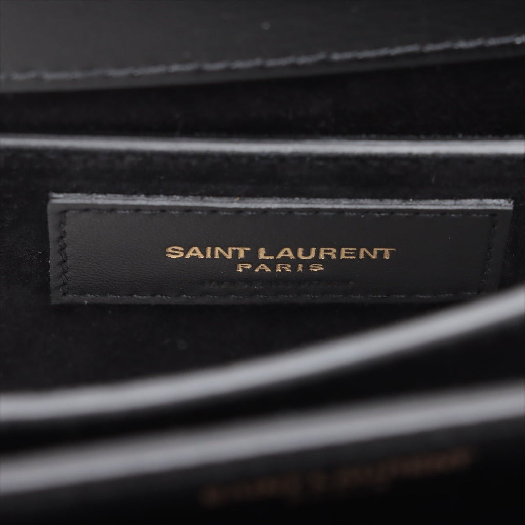 Second hand Saint Laurent Sunset Leather Flap Crossbody Black - Tabita Bags