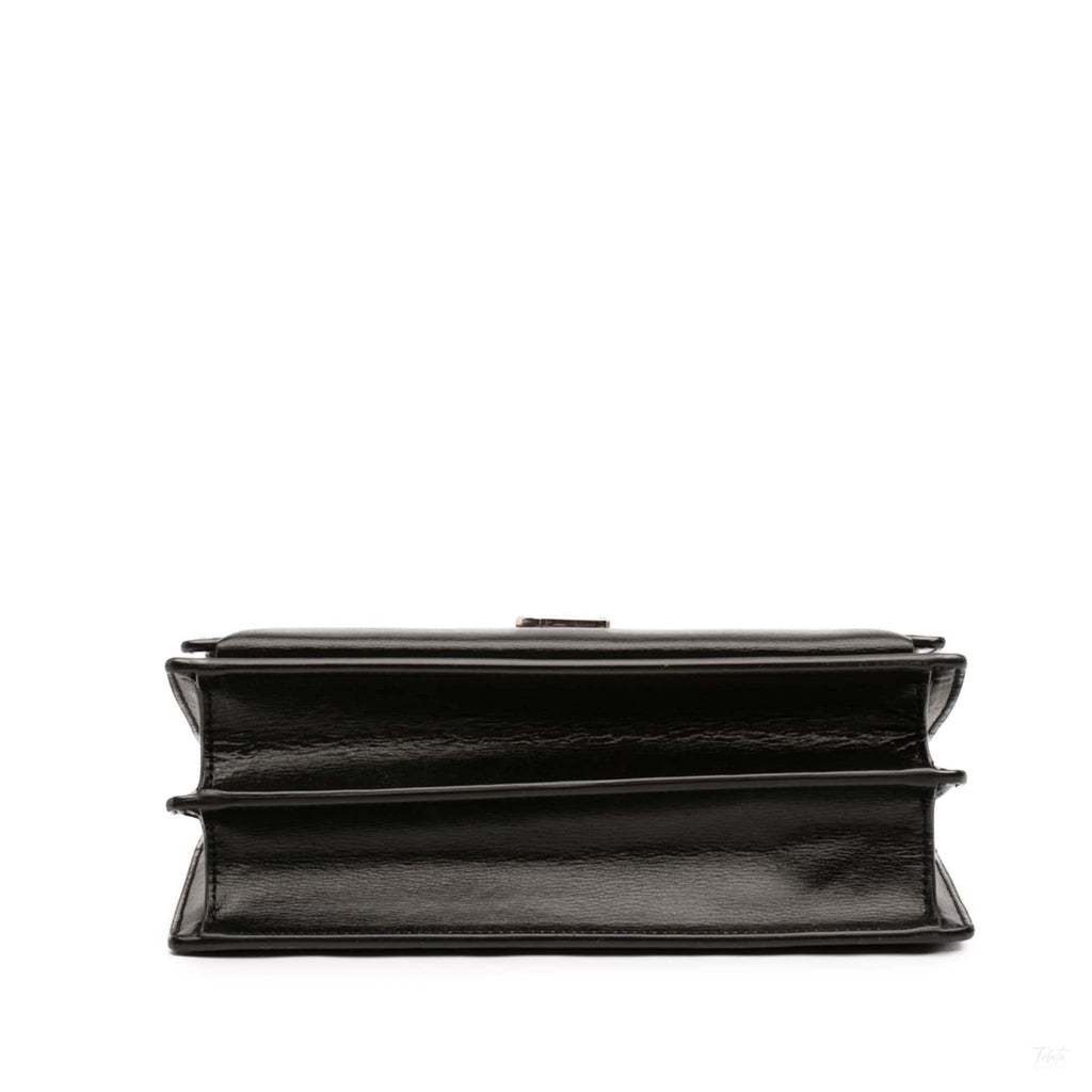 Second hand Saint Laurent Sunset Leather Flap Crossbody Black - Tabita Bags