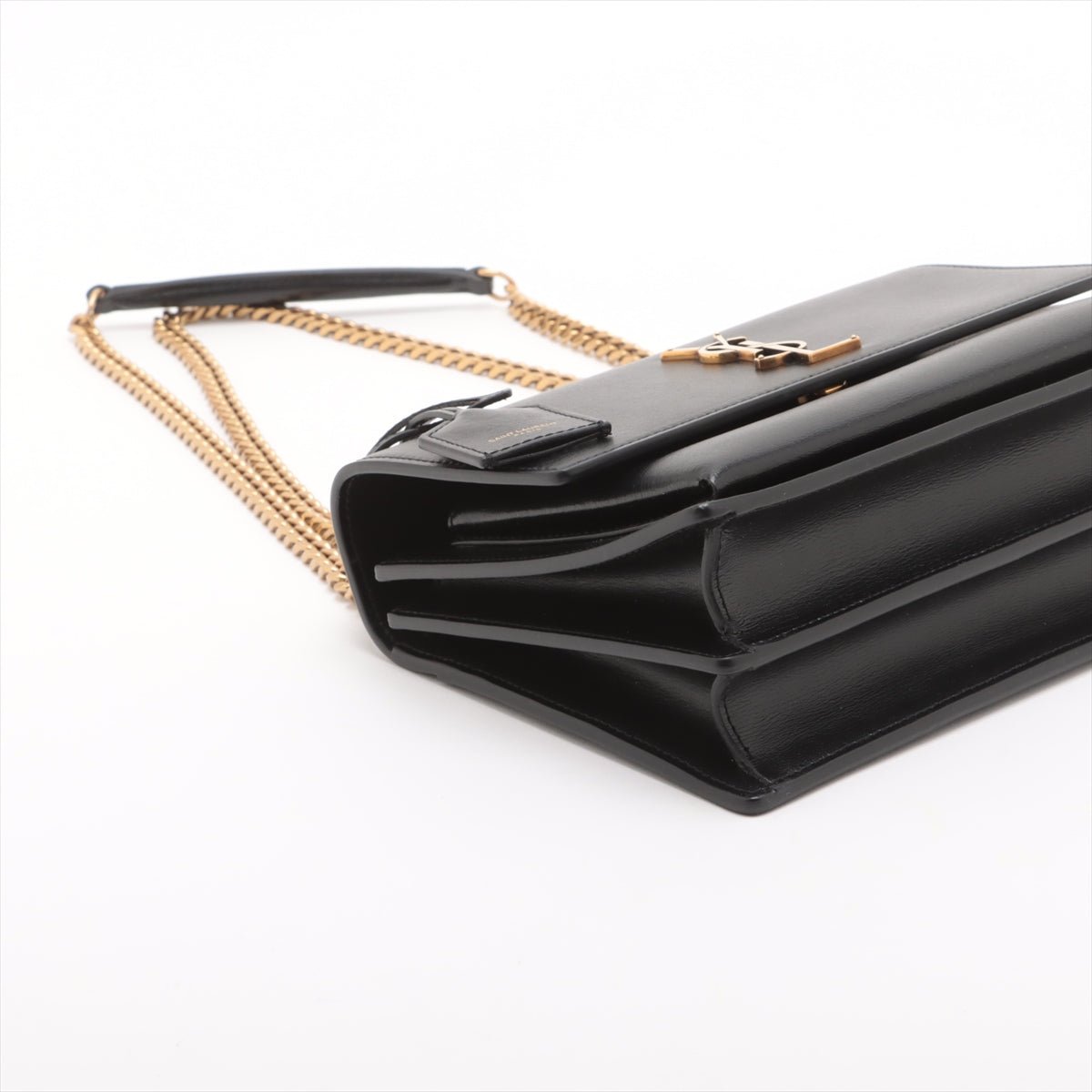 Second hand Saint Laurent Sunset Leather Flap Crossbody Black - Tabita Bags