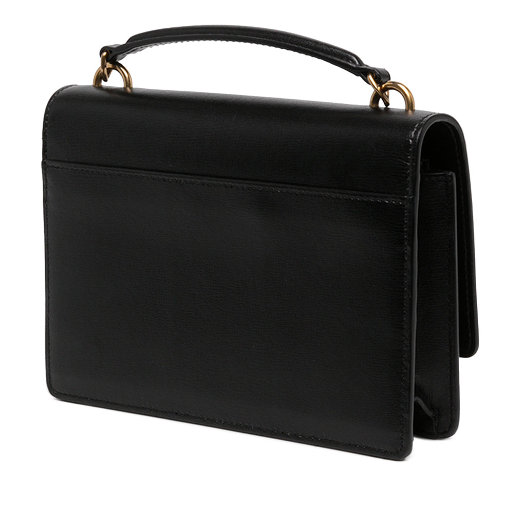 Second hand Saint Laurent Sunset Medium Calfskin Top-handle Handbag Black - Tabita Bags