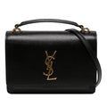 Second hand Saint Laurent Sunset Medium Calfskin Top-handle Handbag Black - Tabita Bags
