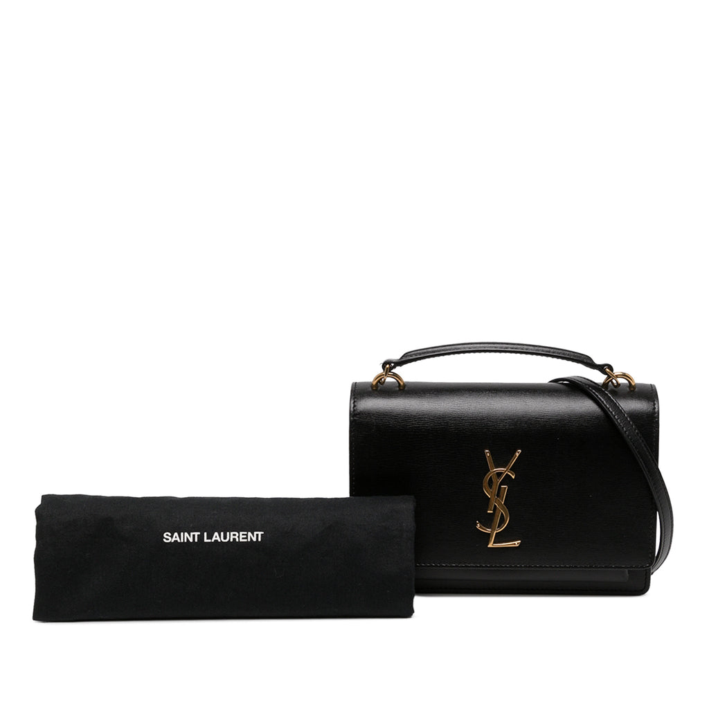 Second hand Saint Laurent Sunset Medium Calfskin Top-handle Handbag Black - Tabita Bags