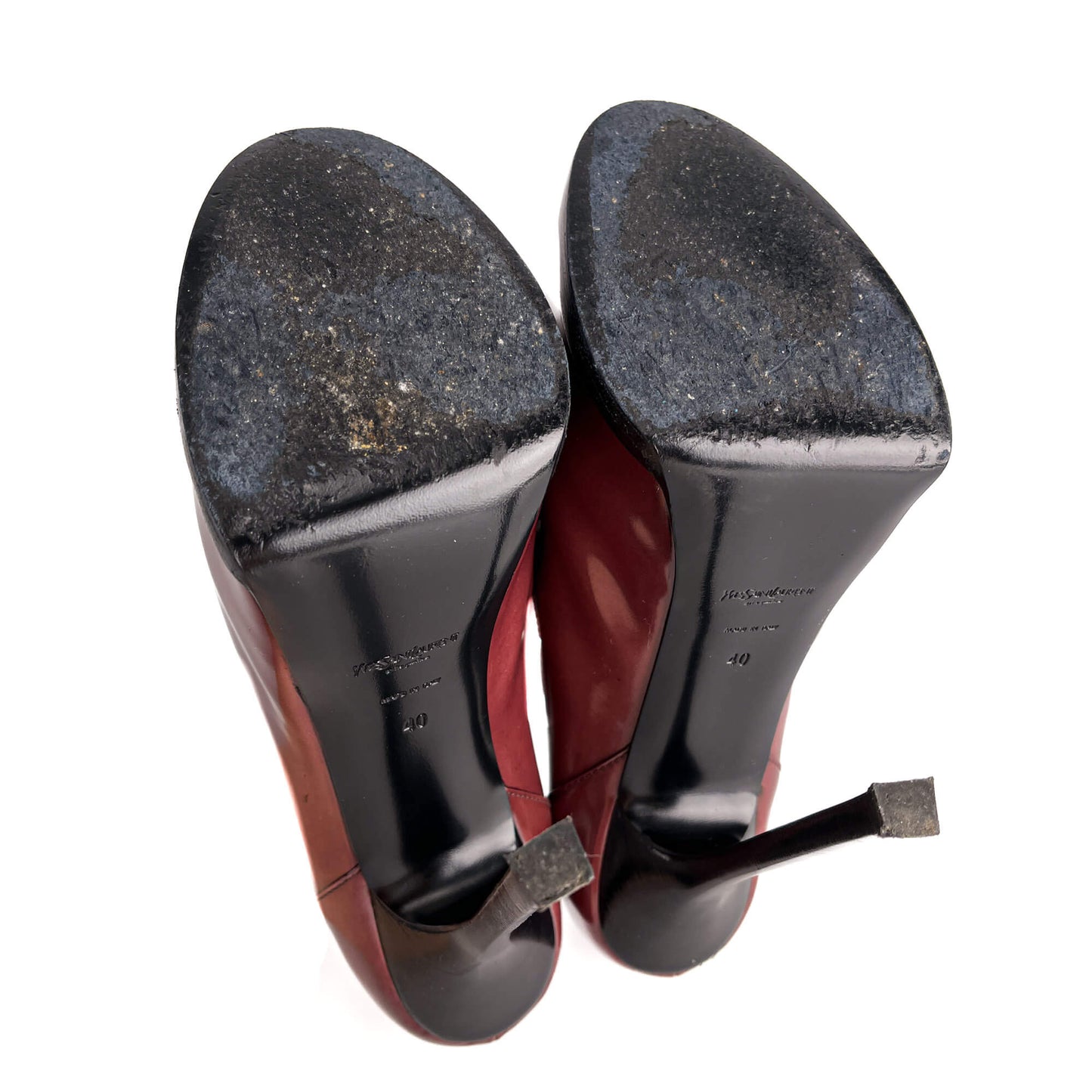 Second hand Saint Laurent TribToo 140 Leather Pump 40 Burgundy - Tabita Bags