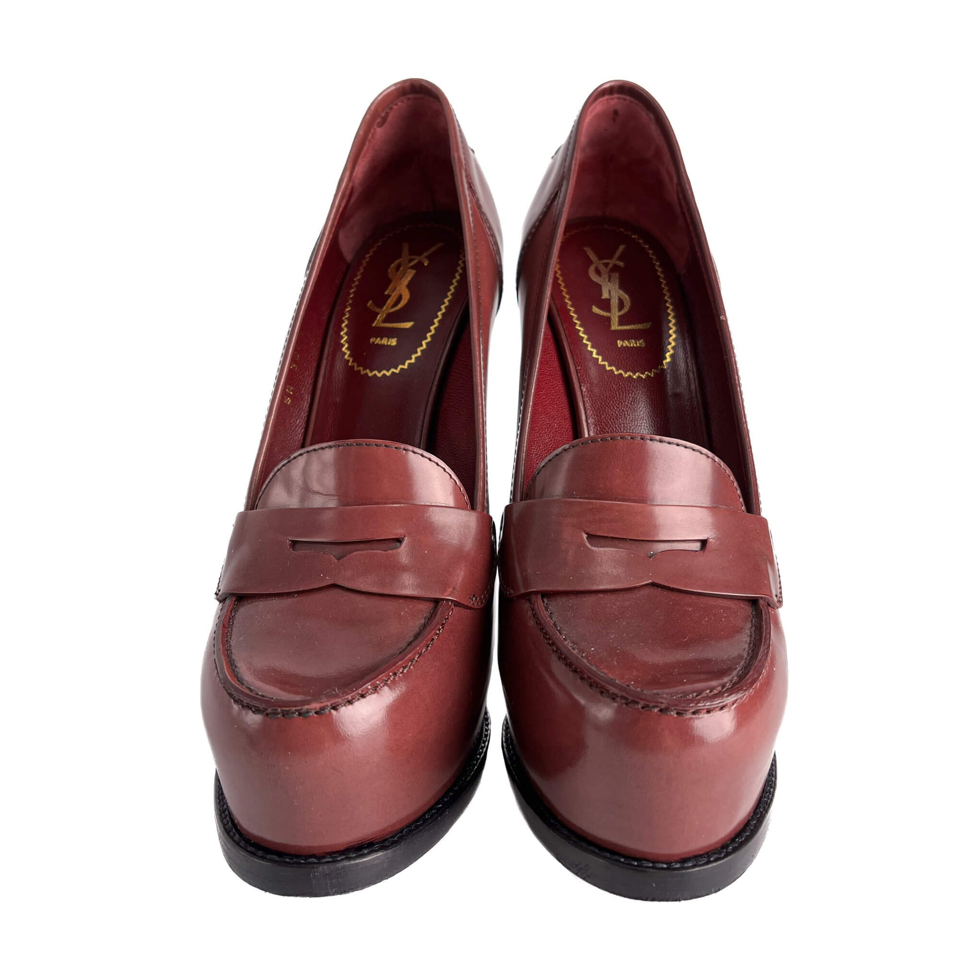 Second hand Saint Laurent TribToo 140 Leather Pump 40 Burgundy - Tabita Bags