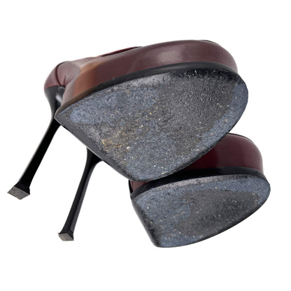 Second hand Saint Laurent TribToo 140 Leather Pump 40 Burgundy - Tabita Bags
