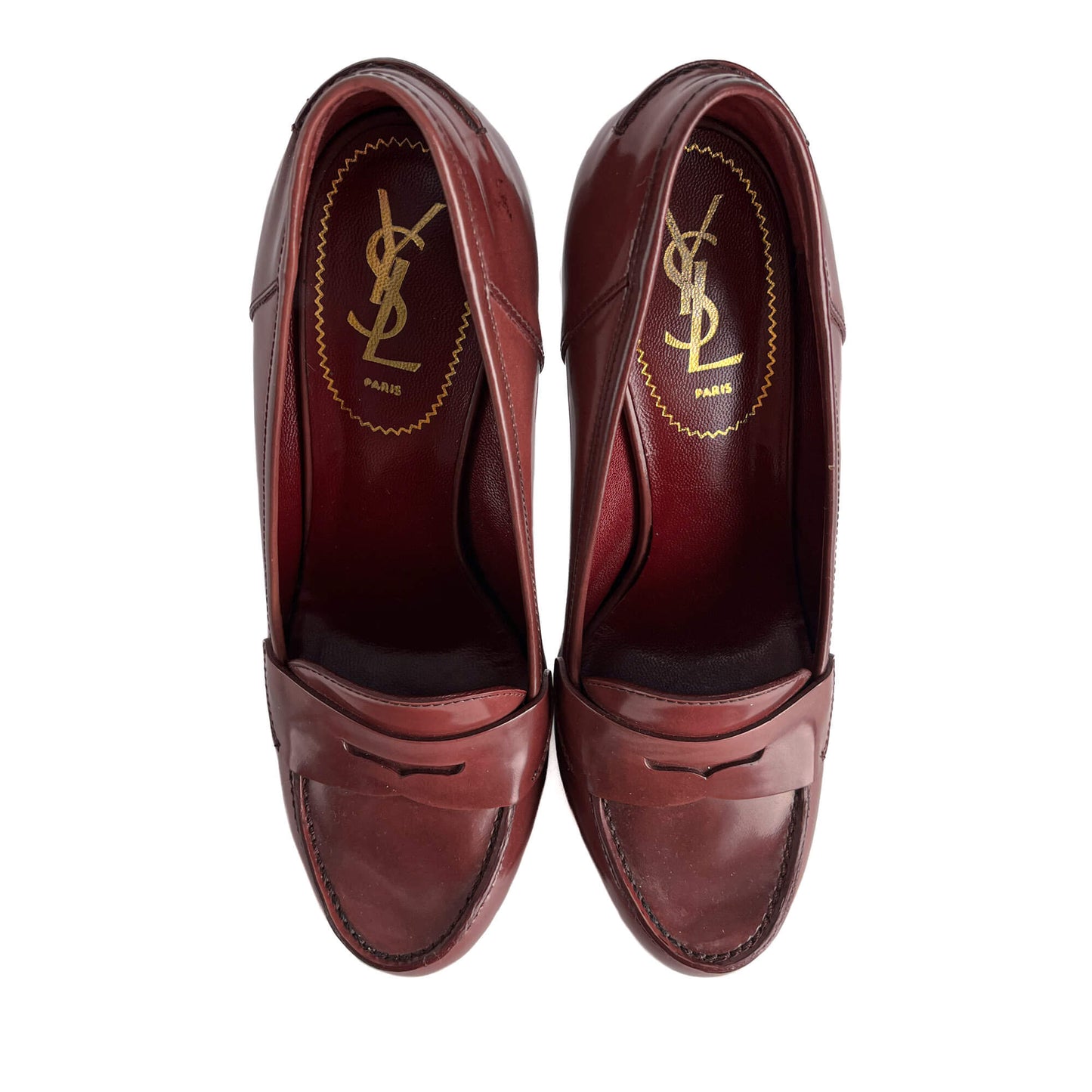 Second hand Saint Laurent TribToo 140 Leather Pump 40 Burgundy - Tabita Bags