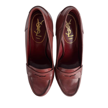 Second hand Saint Laurent TribToo 140 Leather Pump 40 Burgundy - Tabita Bags