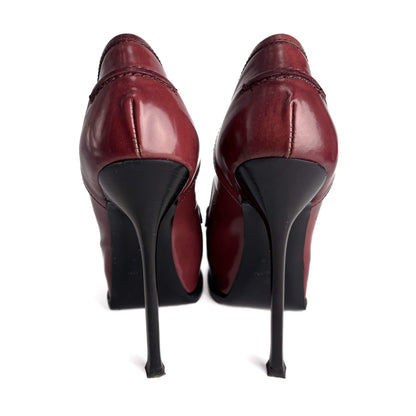 Second hand Saint Laurent TribToo 140 Leather Pump 40 Burgundy - Tabita Bags