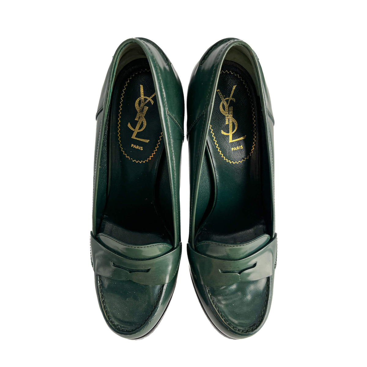 Second hand Saint Laurent TribToo 140 Leather Pump 40 Military Green - Tabita Bags