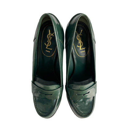 Second hand Saint Laurent TribToo 140 Leather Pump 40 Military Green - Tabita Bags