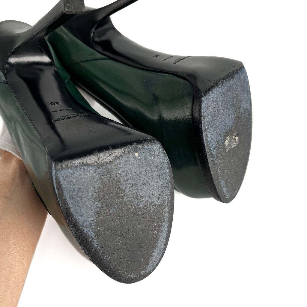 Second hand Saint Laurent TribToo 140 Leather Pump 40 Military Green - Tabita Bags