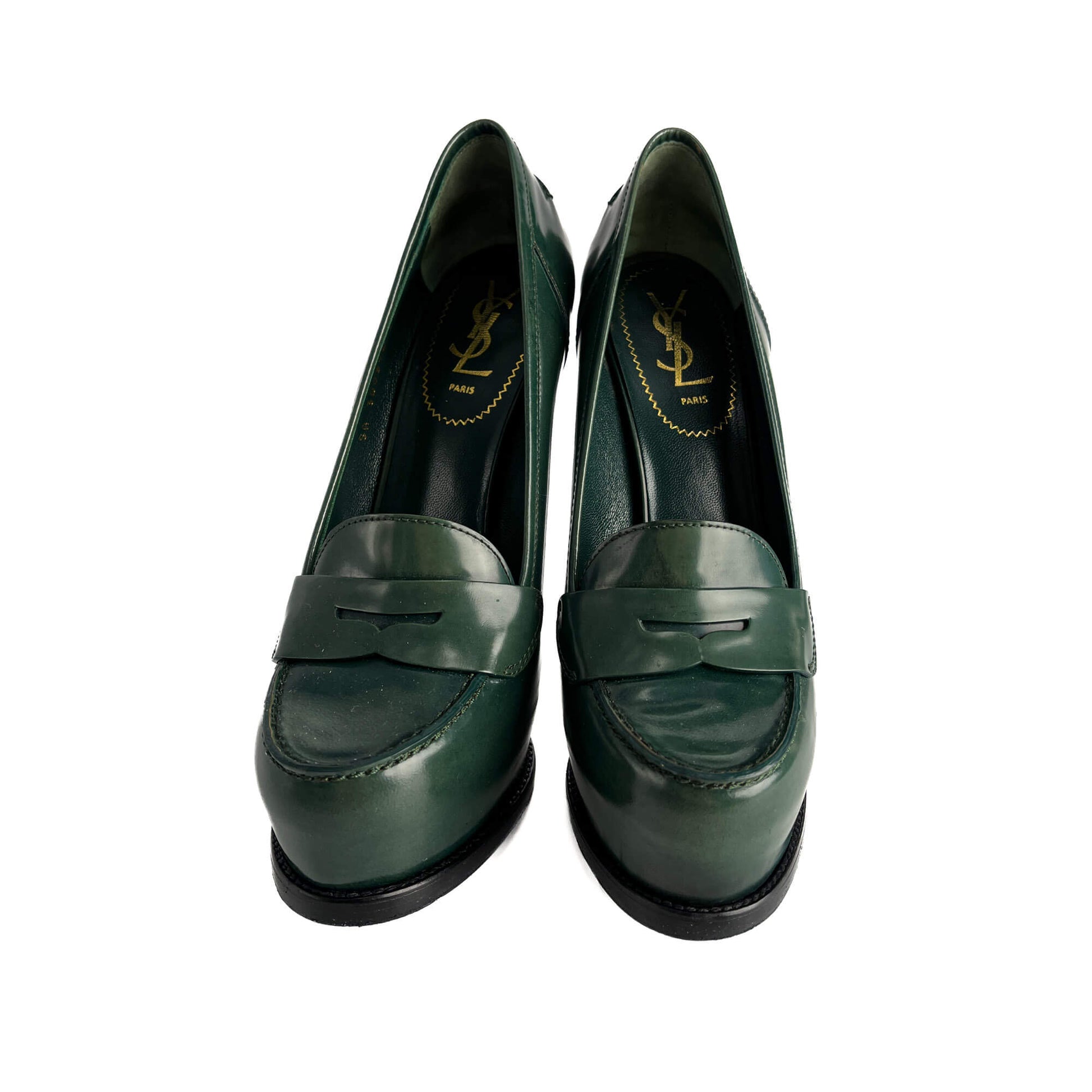 Second hand Saint Laurent TribToo 140 Leather Pump 40 Military Green - Tabita Bags