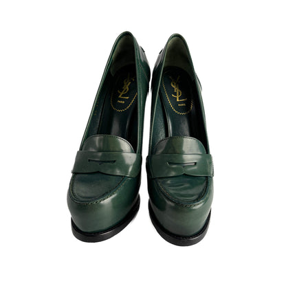 Second hand Saint Laurent TribToo 140 Leather Pump 40 Military Green - Tabita Bags