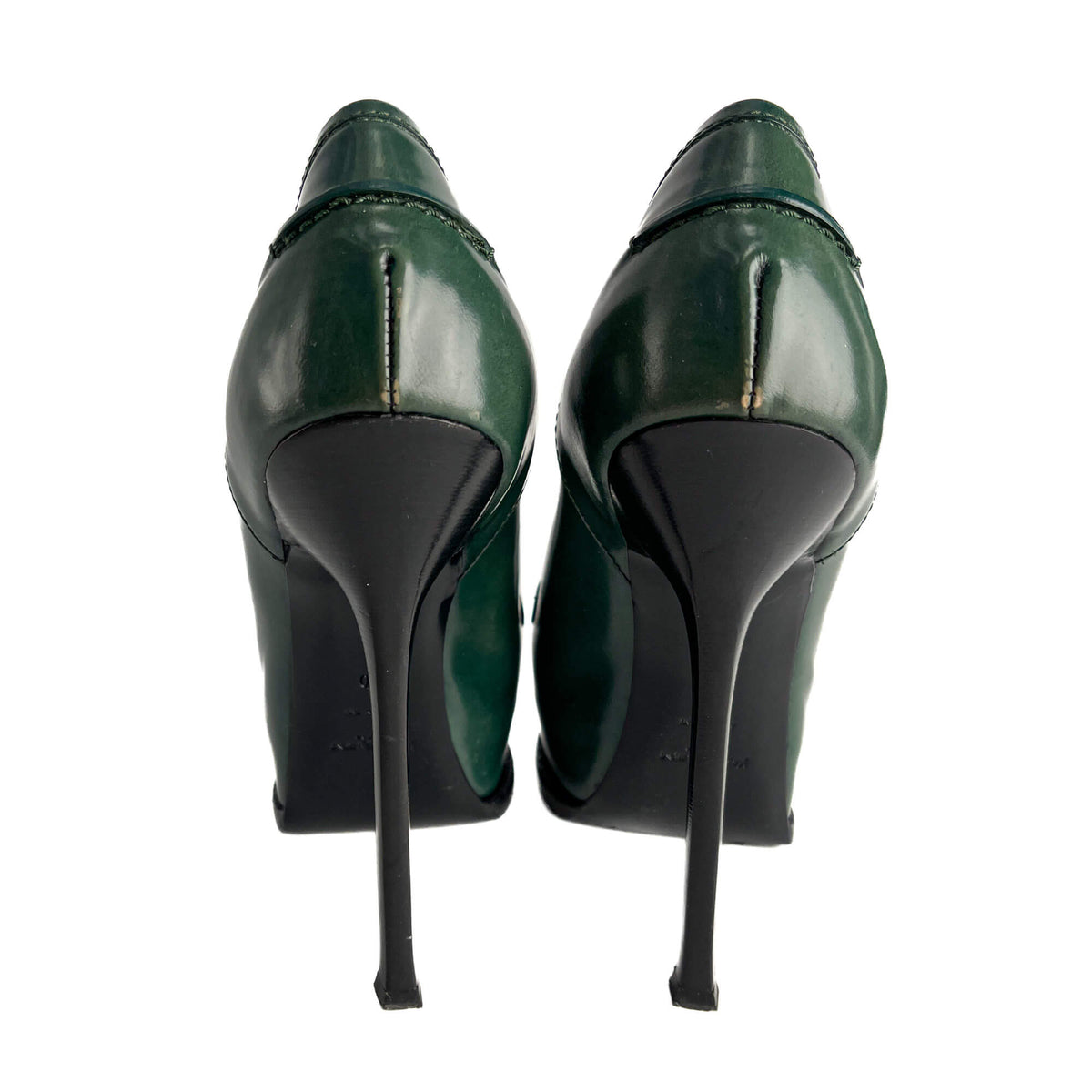 Second hand Saint Laurent TribToo 140 Leather Pump 40 Military Green - Tabita Bags