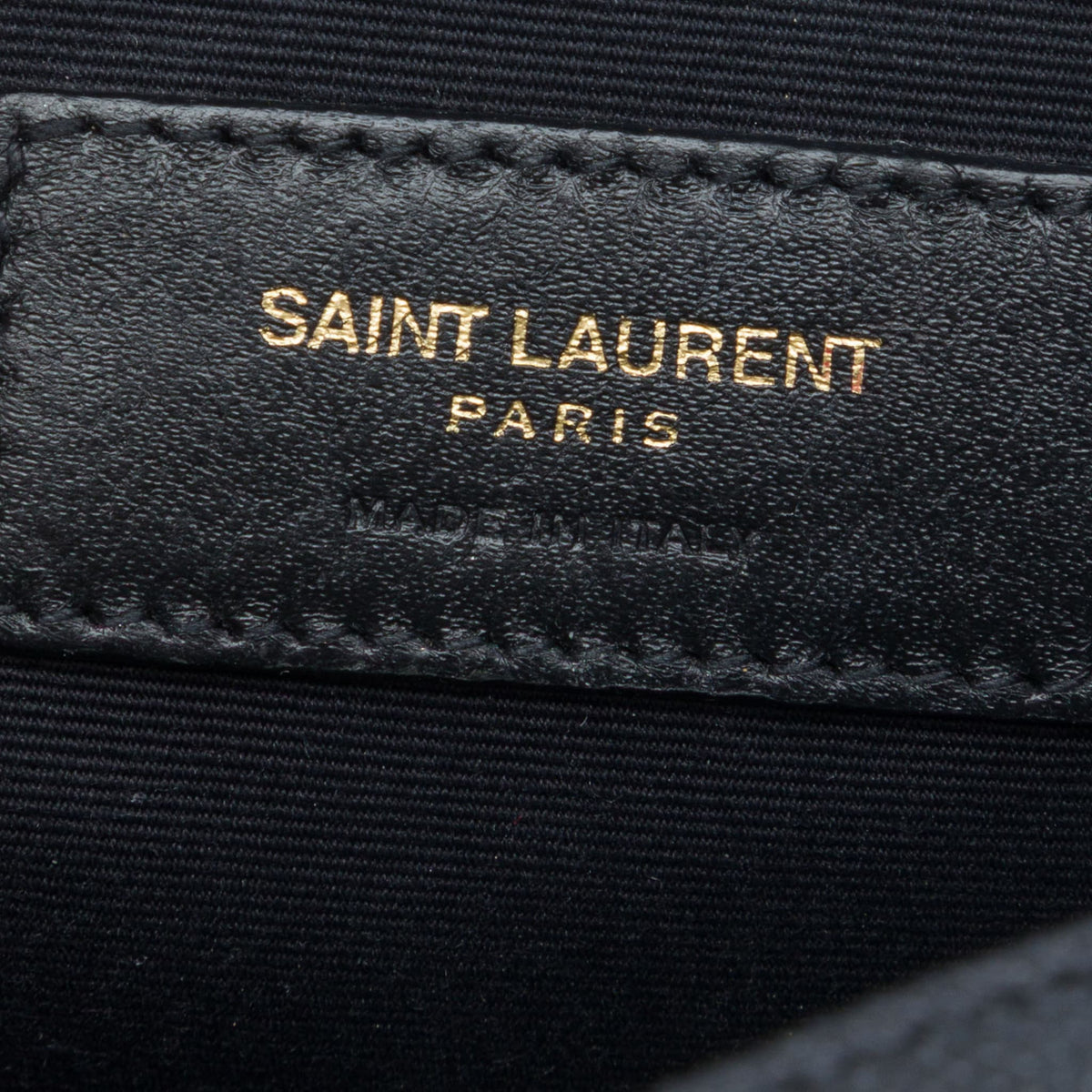 Second hand Saint Laurent Vinyle Grained Calfskin Leather Round Chevron Quilted Camera Crossbody Black - Tabita Bags