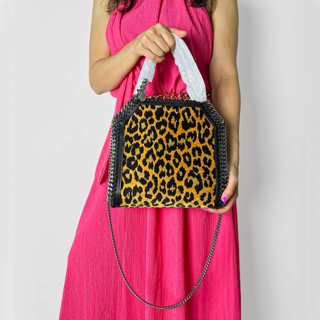 Second hand Stella McCartney Falabella Fold - Over Mini Eco Fabric Shoulder Tote Shoulder Bag Leopard Bicolor - Tabita Bags