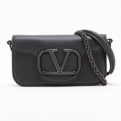 Second hand Valentino Garavani Loco Small Calfskin Leather 3 - Ways Flap Bag Black - Tabita Bags