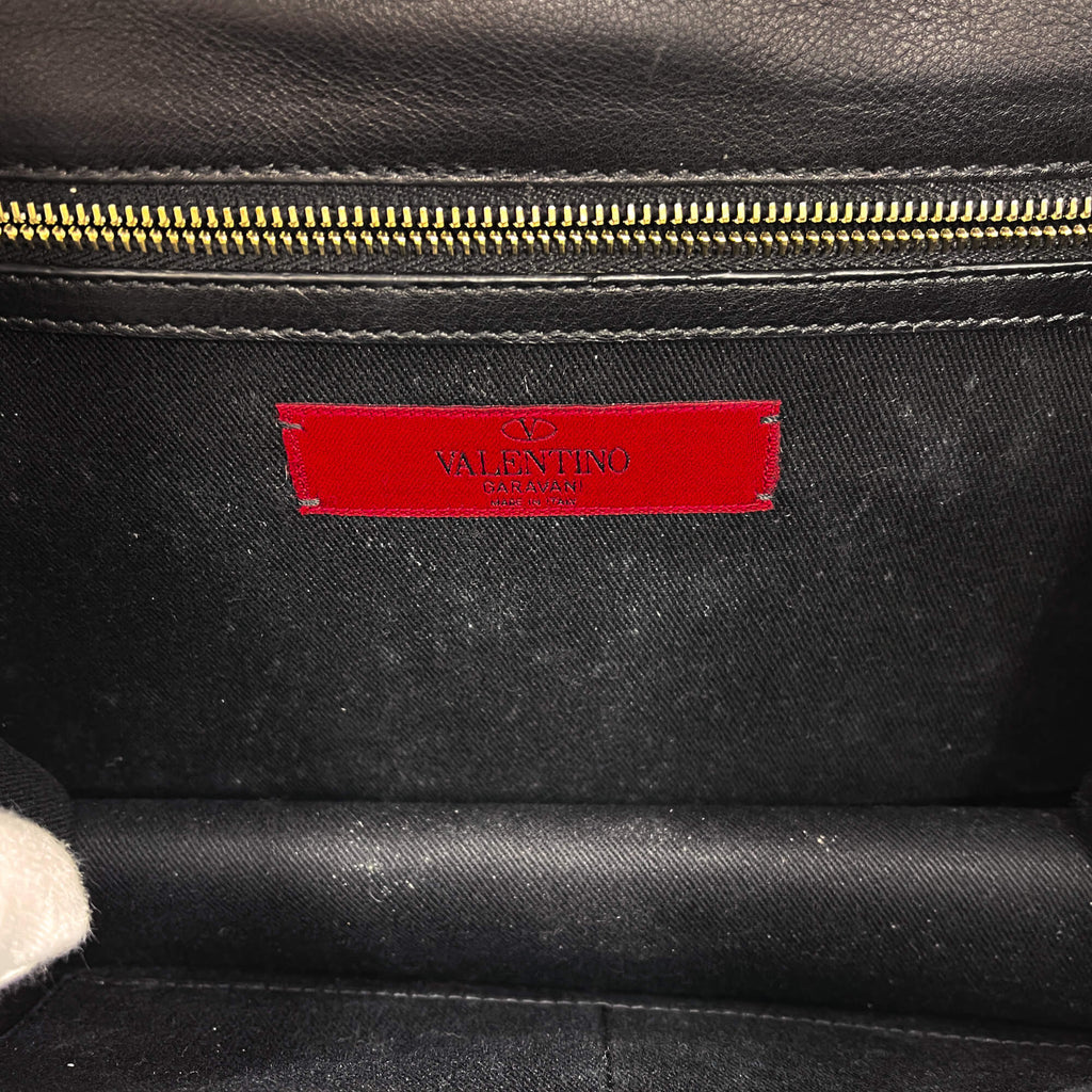 Second hand Valentino Garavani Rockstud Calfskin Leather 2 - Ways Flap Shoulder Bag Black - Tabita Bags