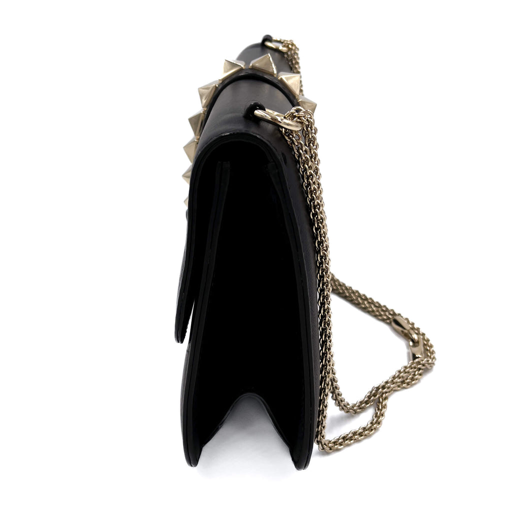 Second hand Valentino Garavani Rockstud Calfskin Leather 2 - Ways Flap Shoulder Bag Black - Tabita Bags