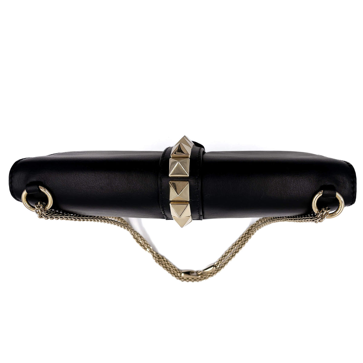 Second hand Valentino Garavani Rockstud Calfskin Leather 2 - Ways Flap Shoulder Bag Black - Tabita Bags