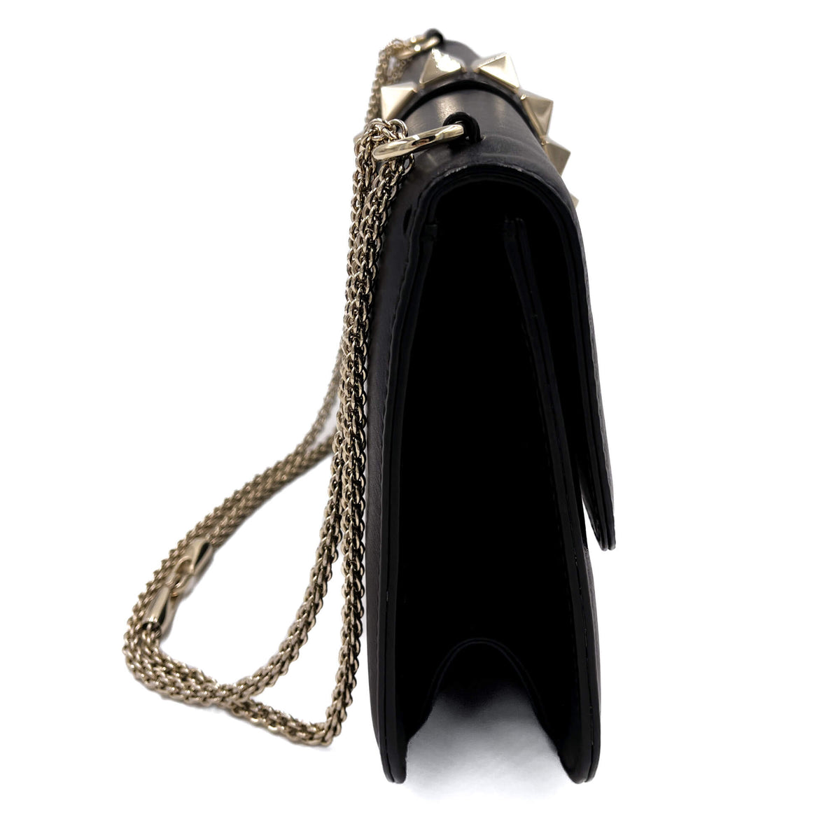 Second hand Valentino Garavani Rockstud Calfskin Leather 2 - Ways Flap Shoulder Bag Black - Tabita Bags