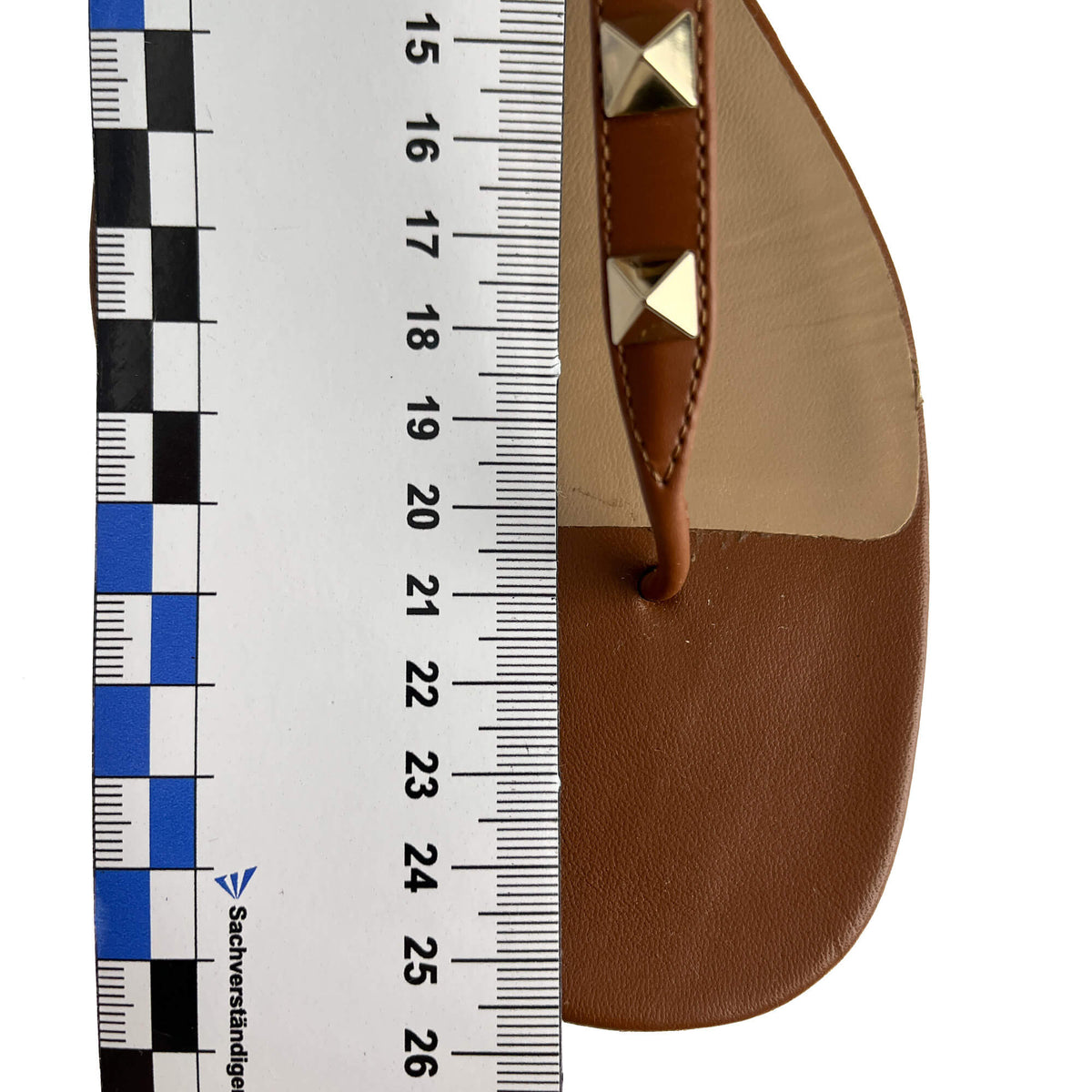 Second hand Valentino Garavani Rockstud Calfskin Leather Flat Straps Sandals 40 Caramel - Tabita Bags