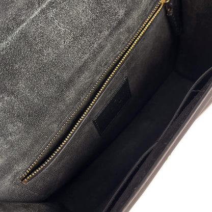 Second hand Valentino Garavani Rockstud Glam lock Large Calfskin Leather Embroidered Flap Shoulder Bag Black - Tabita Bags