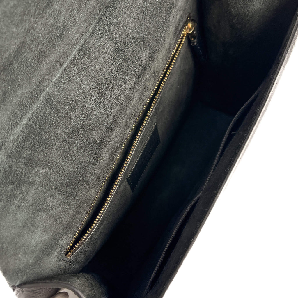 Second hand Valentino Garavani Rockstud Glam lock Large Calfskin Leather Embroidered Flap Shoulder Bag Black - Tabita Bags