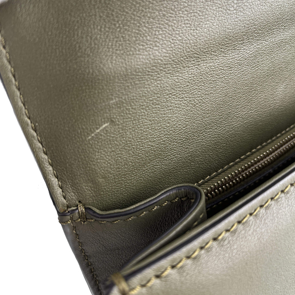 Second hand Valentino Garavani Rockstud Glam Lock Small Calfskin Leather Flap Shoulder Bag Military Green - Tabita Bags