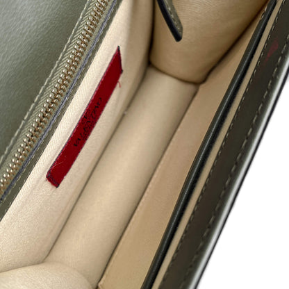 Second hand Valentino Garavani Rockstud Glam Lock Small Calfskin Leather Flap Shoulder Bag Military Green - Tabita Bags