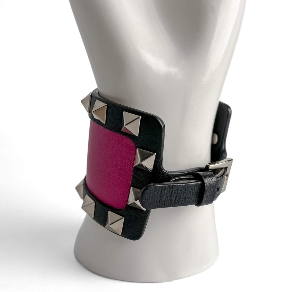 Second hand Valentino Garavani Rockstud Leather Bracelet Bicolor - Tabita Bags