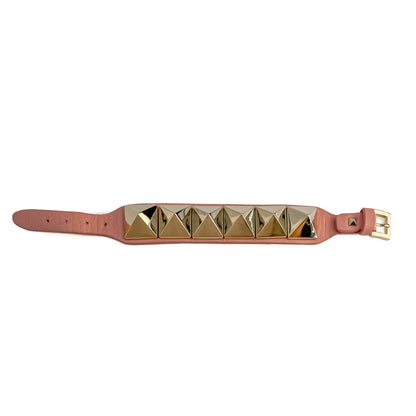 Second hand Valentino Garavani Rockstud Leather Bracelet Pink - Tabita Bags