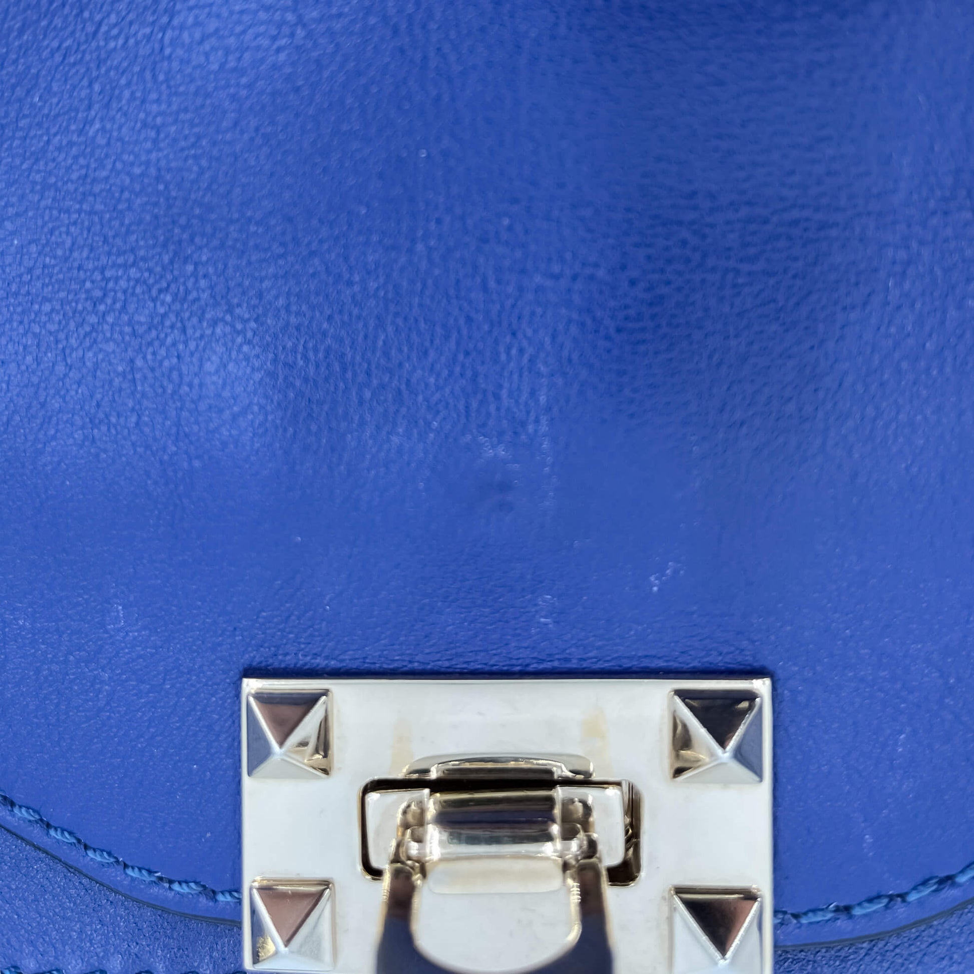 Second hand Valentino Garavani Rockstud Medium Calfskin Leather 2 - Ways Tote Bag Blue - Tabita Bags